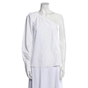 10 Crosby Derek Lam Optic White One Shoulder Shirt